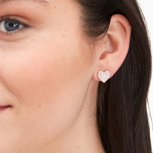 ♠️NWT♠️ Kate Spade New York Yours Truly Rose Gold Heart Stud Earrings - Picture 9 of 10
